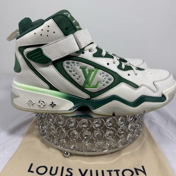 Louis Vuitton Trainer 2 Sneakers Boot White Green size USA 9 Vintage Basketball - Picture 8 of 11